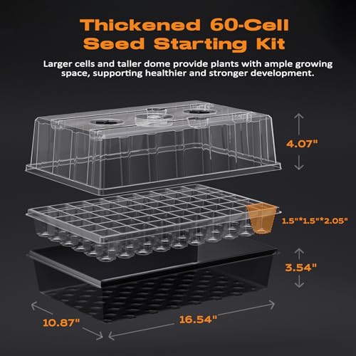 120-Cell Self-Watering Seed Starter Tray with Grow Light, Seed Starter Kit with 4.07” Humidity Dome, Indoor Seedling Starter Tray, Seed Starting Trays for Plant Germination, Seeds Growing - view 4