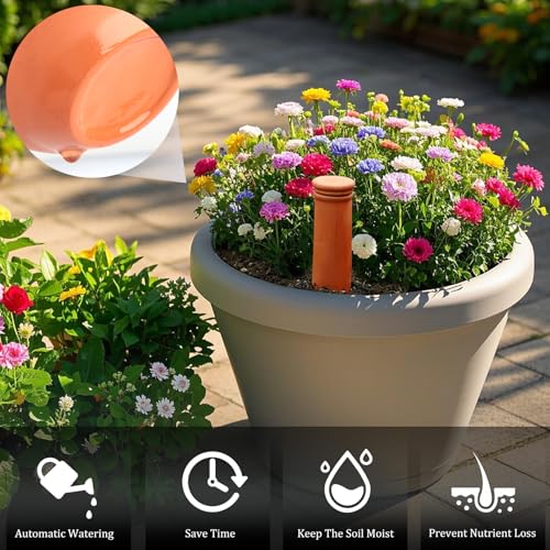 30 Oz Ollas Terracotta Watering Pots Large, Plant Watering Globes, Self-Watering Device, Terracotta Clay Watering Pot with Lid, Refill 2 Week Auto Irrigation System for Indoor & Outdoor Plant(2 Packs) - view 3