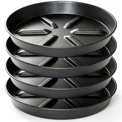 Plant Saucer 6 Inch 4 Pack,Thick Plastic with Raised Center Design Plant Saucers 8 10 12 14 17, Superior Drainage Drip Tray for Indoor Outdoor Planters (6 inch)