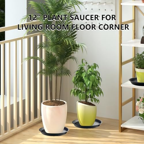 6 Pack 12 Inch Black Plant Drip Trays, Heavy Duty PP Saucers for Pots - view 3