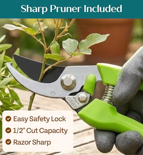 Heavy Duty Gardening Tools - Gardening Gifts for Women, Men, Mom, Dad - Durable, Ergonomic Garden Tools Set (Green) - view 6