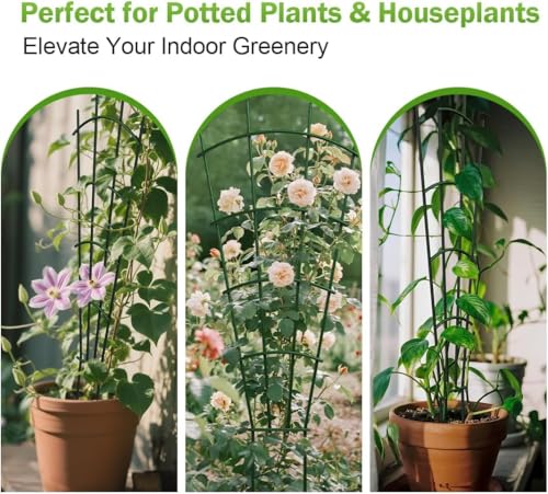 4-Pack Metal Trellis for Potted Plants, 32" Heavy Duty Garden Trellis for Climbing Plants, Rustproof Powder Coated Indoor/Outdoor Trellis for Climbing Vines, Flowers, Houseplants - view 5