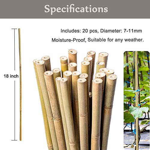 20 Pcs 18 Inch Natural Bamboo Plant Support Stakes for Indoor Plants, Bamboo Sticks Poles Garden Bamboo Stakes for Potted Plants, Tomato, Beans - view 2