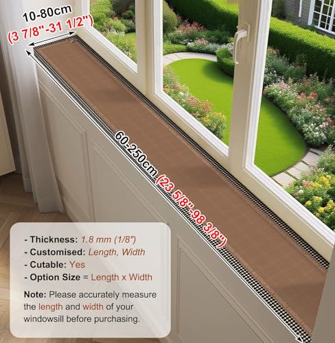 Window Sill Mat Decorative Window Sill Protector for Cats Dogs Plants, Waterproof Windowsill Cushion Cuttable, Bay Window Cover Balcony Window Sill Liner(130x35cm(51x14in)) - view 7