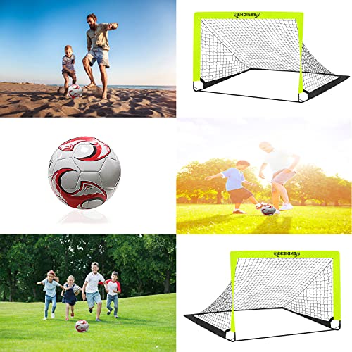 2 Pack 4'x3' Kids Soccer Goals, Durable Pop Up Soccer Net Set with Size 3 Ball, Pump, 8 Cones & Carry Bag, Portable Backyard Training Equipment for Toddler Youth - view 7