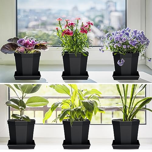 Square Plant Saucer 10 Inch 2 Pack, Durable Plastic Plant Trays Plant Pot Saucers, Square Planters for Indoors and Outdoors Plants, Garden Large Plant Saucers for Pots Black. - view 3