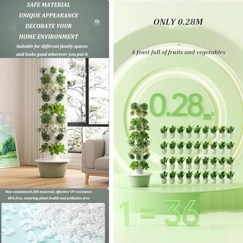 Vertical Hydroponic Growing System - 20-36 Holes Hydroponics Tower Kit, 9-Layer Indoor Garden Setup for Efficient Plant Growth & Space-Saving Home Gardening - view 4