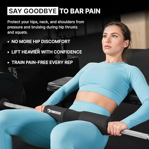 Barbell Pad for Hip Thrust, Squat & Lunges - Non-Slip Thick Foam Cushion for Neck and Back Support with Two Straps - Hip Thrust Pad for Leg Day - Fits All Olympic Bars and Smith Machine - view 2