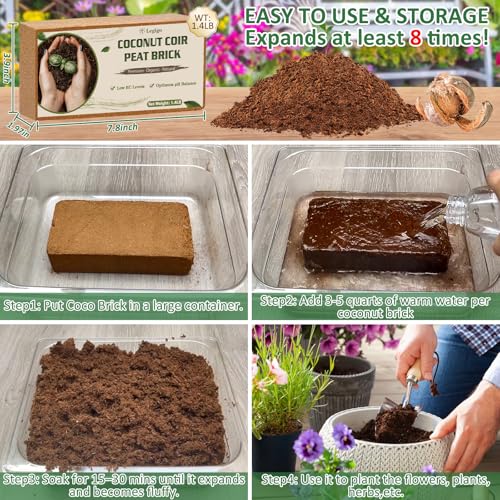 2 Pack Coco Coir Bricks for Plants- 100% Organic Coconut Coir Soil - view 4