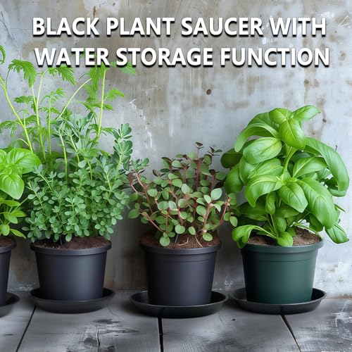 9 Pack Black Plant Pot Saucers, 8 10 12 Inch Heavy Duty PP Trays - view 3