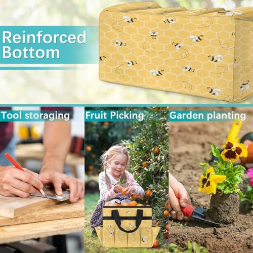 Garden Tote Bag with Pockets Honeycomb Gardening Bags for Tools Organizer Heavy Duty Storage Bag with Handle for Lawn Yard Casual - view 7