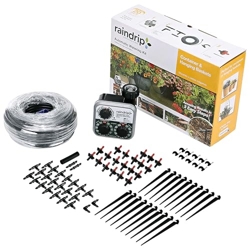 R560DP Drip Watering System, Automatic Drip Irrigation System with Timer for Containers and Hanging Baskets, Waters up to 20 Plants, Includes 20 Drippers, Black