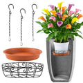 Adjustable Planter Inserts for Large Pots, Fits for 12" -18" Plant Risers for Inside Pots, Black Planter Insert with Hooks and Pot Saucers, Chain Pot Fillers for Different Taper Pots (1, Black)