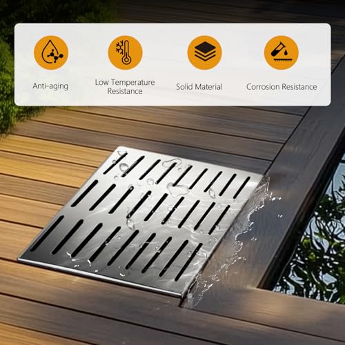 18x18x15 Inch Catch Basin with Stainless Steel Grate, Large Drainage Basin with Debris Basket, French Drain Basin Without Reserved Hole for Yard, Patio, Downspout, Commercial, Municipal Pipeline, Lawn - view 3