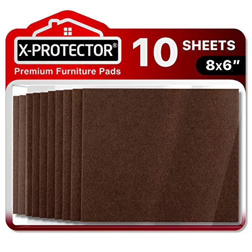 Felt Furniture Pads - 10 Pack Premium 8”x6” Heavy Duty 1/5”