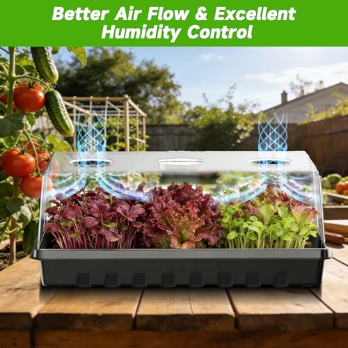 Seed Starter Tray, Gardening Plant Grow Trays Kit for Seedling, Germination Trays with 4.72 Inch High Humidity Domes，Large Growing Space & Better Air Flow for Seed Starting, Mini Greenhouse, 3PCS - view 5