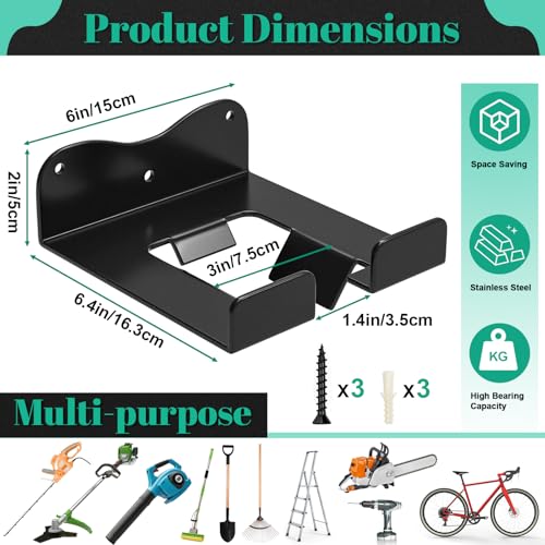 Weed Eater Hanger Garage Organizer Trimmer Rack, Weedeater Rack Wall Mount for Grass Trimmer, Garden Power Tool Holder Organizer for Grass Trimmer Hedge Trimmer (Black-1Pcs) - view 2