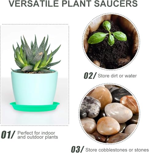 3Pcs Plant Saucer Tray, Heavy Duty Plastic Plant Drip Trays for Indoors and Outdoors, 6 8 10 12 14 16 inch Sizes, Flower Plant Water Tray Base (Dark Gray 12") - view 5