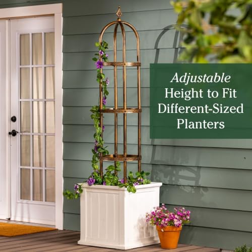 Evergreen 5 ft Garden Trellis for Climbing Plants Vines, Jasmine & Flowers, Rustproof Metal Obelisk Trellises, Outdoor & Indoor Plant Support for Potted Planters (Antique Copper) - view 6