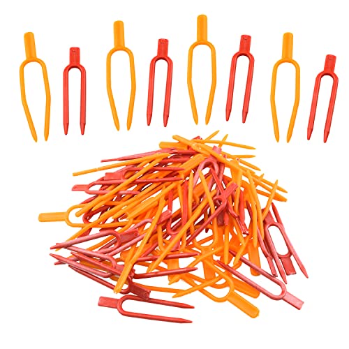 Gardening Plant Fixing Clips Reusable Garden Strawberry Fork Used for Fixing Vines Such as Flowers, Strawberries and Watermelons (120 Each for red and Orange) -240PCS