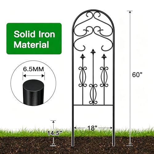 4 Pack Large Garden Trellis for Climbing Plants Outdoor 60” x 18” Iron Plant Trellis for Potted Plant Support Tall Wall Metal Trellis Rose Vine Cucumber Bronze - view 6