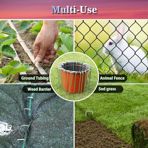 50 Pack Landscape Staples 10 Inch, 11 Gauge Heavy Duty Galvanized Ground Stakes for Artificial Turf, Weed Barrier Fabric, Erosion Control Blankets, Ground Cover and Landscaping - view 5