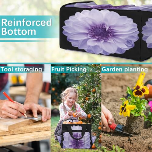 Purple Dahlia Garden Tool Bag Waterproof Gardening Tool Storage Bag with Handle & 10 Pockets Gardening Tote Bag for Women Garden Tool Organizer - view 7