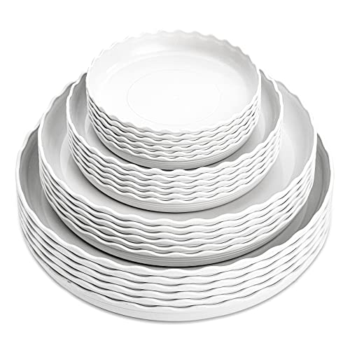 24 Pack Plastic Plant Saucer, Heavy Duty Plant Trays for Pots, Wave Plant Water Catcher Tray for Indoor Outdoor Home Garden Plants (6 Inch/ 8 Inch/ 10 Inch/ 12 Inch)