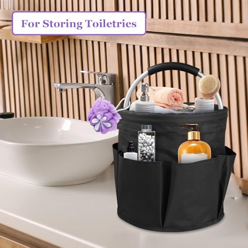 17L Cleaning Caddy with Handle and 6 Pockets, Foldable Cleaning Supply Caddy, Portable Shower Caddy in 600D Oxford Fabric, Multifunctional Storage Basket for Camping, Gardening, Black - view 3
