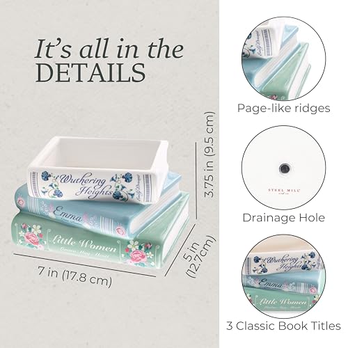 Steel Mill & Co. Book-Shaped Ceramic Decorative Planter, Classic Titles - view 4