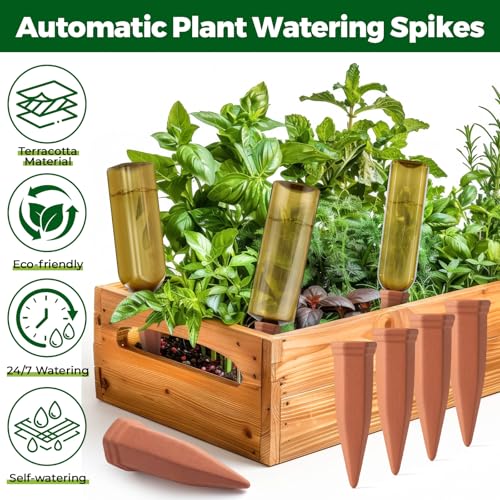 12 Pcs Terracotta Watering Spikes Plant Bottles, 17oz 25oz 34oz - view 5