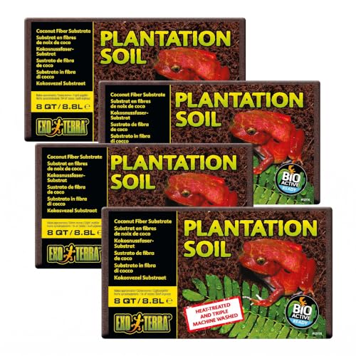 Plantation Soil, 8 Qt (8.8 L) - 100% Natural Terrarium Substrate | Increases Humidity, Stimulates Digging & Burrowing | Ideal for Natural Terrarium Setups & Live Plants (Pack of 4)