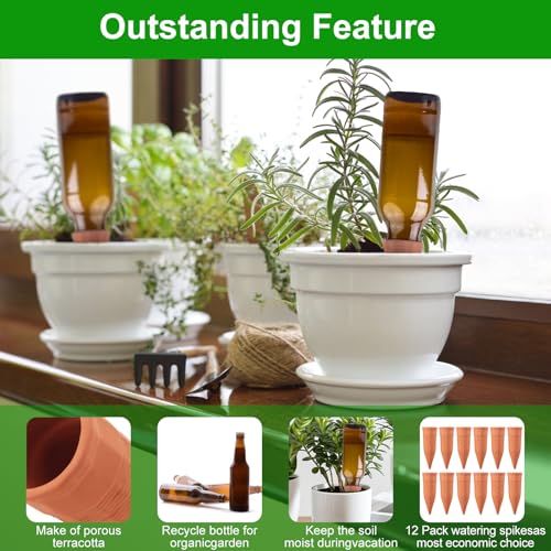 12 Pack Terracotta Watering Spikes, Plant Watering Devices - view 6