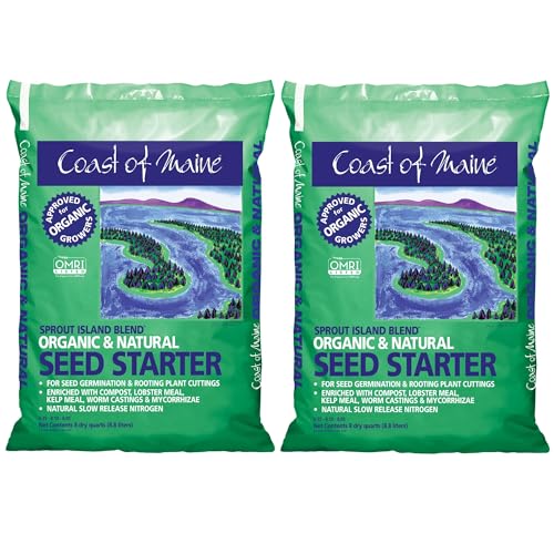 Organic & Natural Sprout Island Blend Seed Starter - Seed Germination & Root Plant Cuttings w/Composted Manure, Mycorrhizae, Worm Castings & Kelp - Enhanced Drainage (8 Qt)