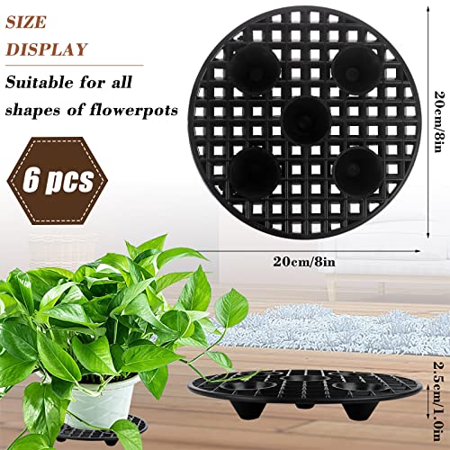 6 Pcs Plant Pot Elevator Heavy Duty Platic Stand Black Round Flower Holder - view 2