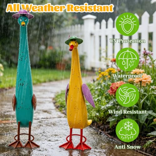 22" Duck Garden Statue Set of 2 Metal Ducks - view 3