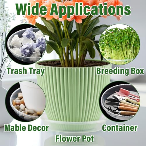 5 Pack 14 Inch Clear Plant Saucers for Pots,Heavy Duty Thick Plastic Plant Trays,Sturdy Water Catch Drip Trays for Indoor & Outdoor Plants - view 5