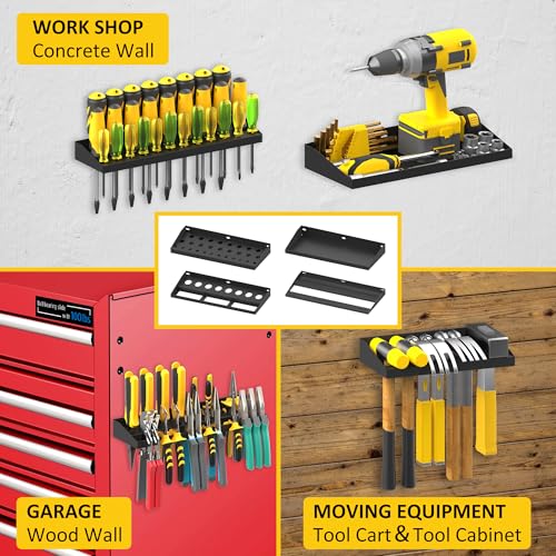 Wall Mount Hand Tool Storage Set, Screwdriver Organizer, Pliers Holder, Hammer Rack, Metal Hardware Tray for Garage Workshop Workbench - 4 Pack - view 7