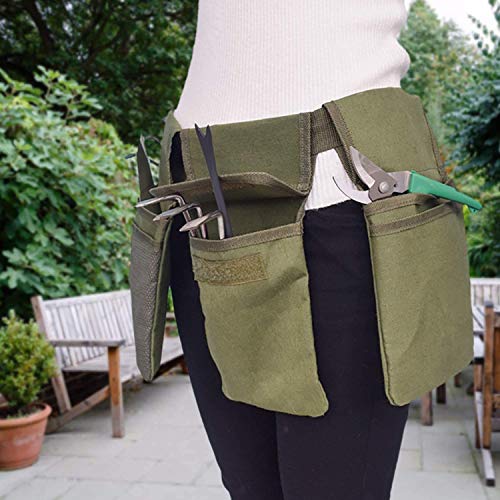 Gardening Tool Belt Bag Canvas Waist Tool Apron Organizer Hanging Pouch with 4 Pockets for Gardeners Picking Fruit Weeding, Fits Women & Men, Waterproof, 1 Pcs - view 5