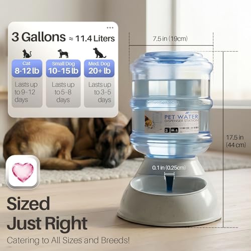 Gravity Pet Water Dispenser Drinking Station for Dogs Cats (3 Gallon) Automatic Replenish Waterer for Small Large Breed Dog Cat,Feeding Watering Fountain Supplies Bottle Dish Bowl - view 5