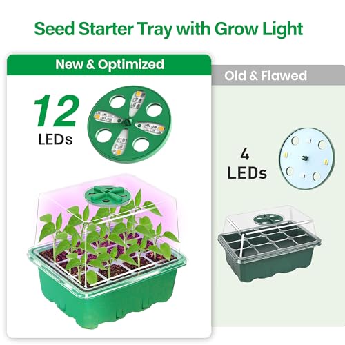Seed Starter Trays with 12-LED Grow Lights, Green, 5 Pack - view 3