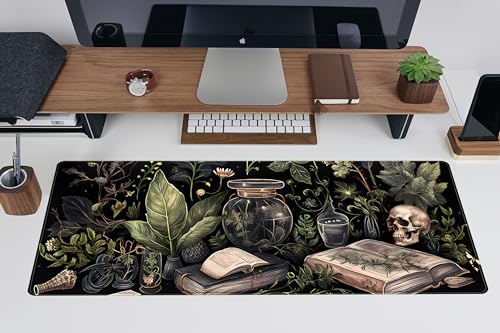 Dark Academia Desk Mat Mouse Pad XL Extended Large Gaming Desk Pad Mousepad, Mystical Green Plant Computer Laptop Keyboard and Mouse Mat, Desktop Protector Mat for Women Girl Office 31.5x11.8 in - view 5