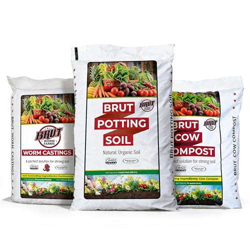 Brut Farms Organic Starter Pack Trio – All-Natural Potting Soil, Nutrient-Rich Worm Castings & Additive-Free Cow Manure Compost – Safe for Indoor and Outdoor Plants - Gardening for Beginner - view 2