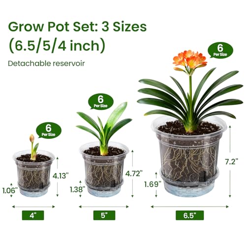 18 Pack 6.5/5/4 Inch Self Watering Pots for Indoor Plants-Clear - view 4
