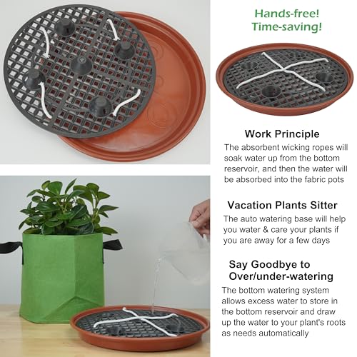 8 Pack 13 inch Self Watering Base for Fabric Grow Bag, Self-watering Plastic Elevated Plant Saucer Stand, Automatic Watering Tray for Non-woven Planter Flower Pot Growth Tent Greenhouse Indoor Outdoor - view 6