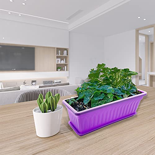 4 Packs 17 Inch Rectangular Window Flower Box Planter with Tray for Balcony, Windowsill, Garden - view 6