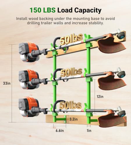 Weedeater Rack for Enclosed Trailer Weed Eater Trimmer Rack for Trailer Landscape Truck Holder Lawn Equipment Accessories Green - view 3