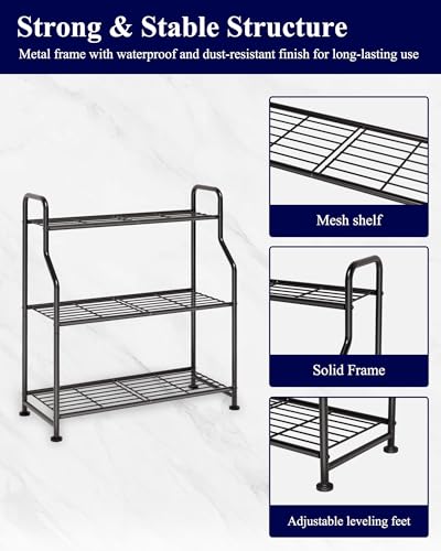 Metal Plant Stand Indoor & Outdoor, 27" Wide - 3 Tier, Black - view 7