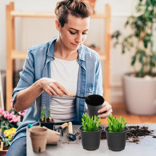 30pcs Plastic Nursery Plant Pots 100mm Diameter Medium Black Seedling Starter Containers for Indoor Outdoor Gardening and Succulent Propagation - view 5