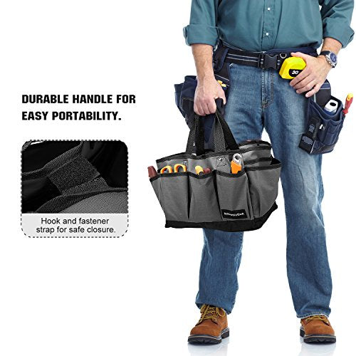 14 Inch Gardening Tote Bag, Garden Tool Storage Bag, Gray+Black - view 5